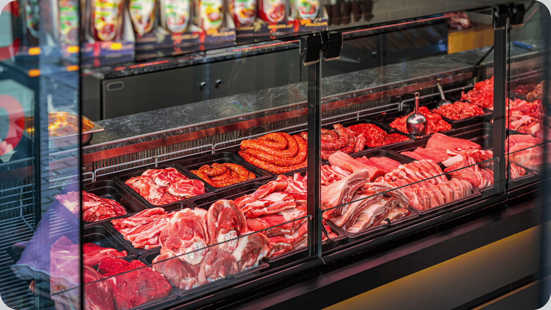 refrigerated display case butcher shop pos